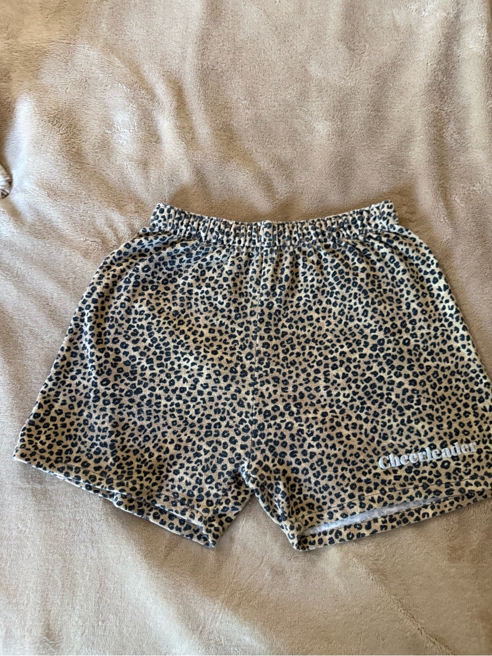 krazy Leopard Print Athletic Shorts - Tan/Black